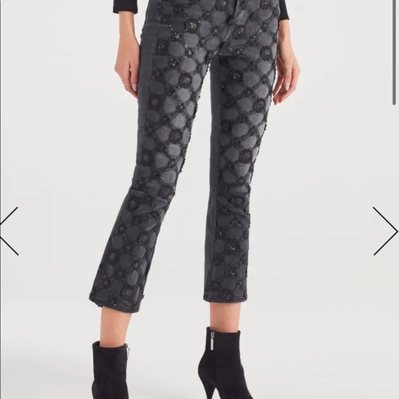 LUXE VINTAGE HIGH WAIST SLIM KICK JEANS sequins - Picture 5 of 13